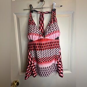 Vibrant Swim Top with Geometric Patterns